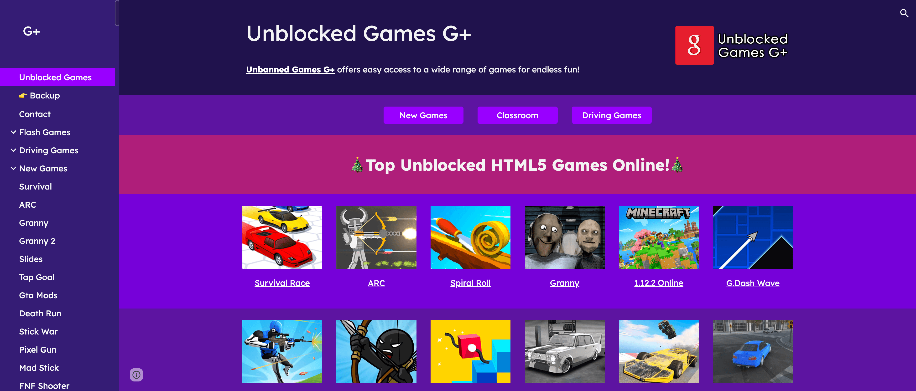 Unblocked Games G+ - Your Ultimate HTML5 Gaming Destination
