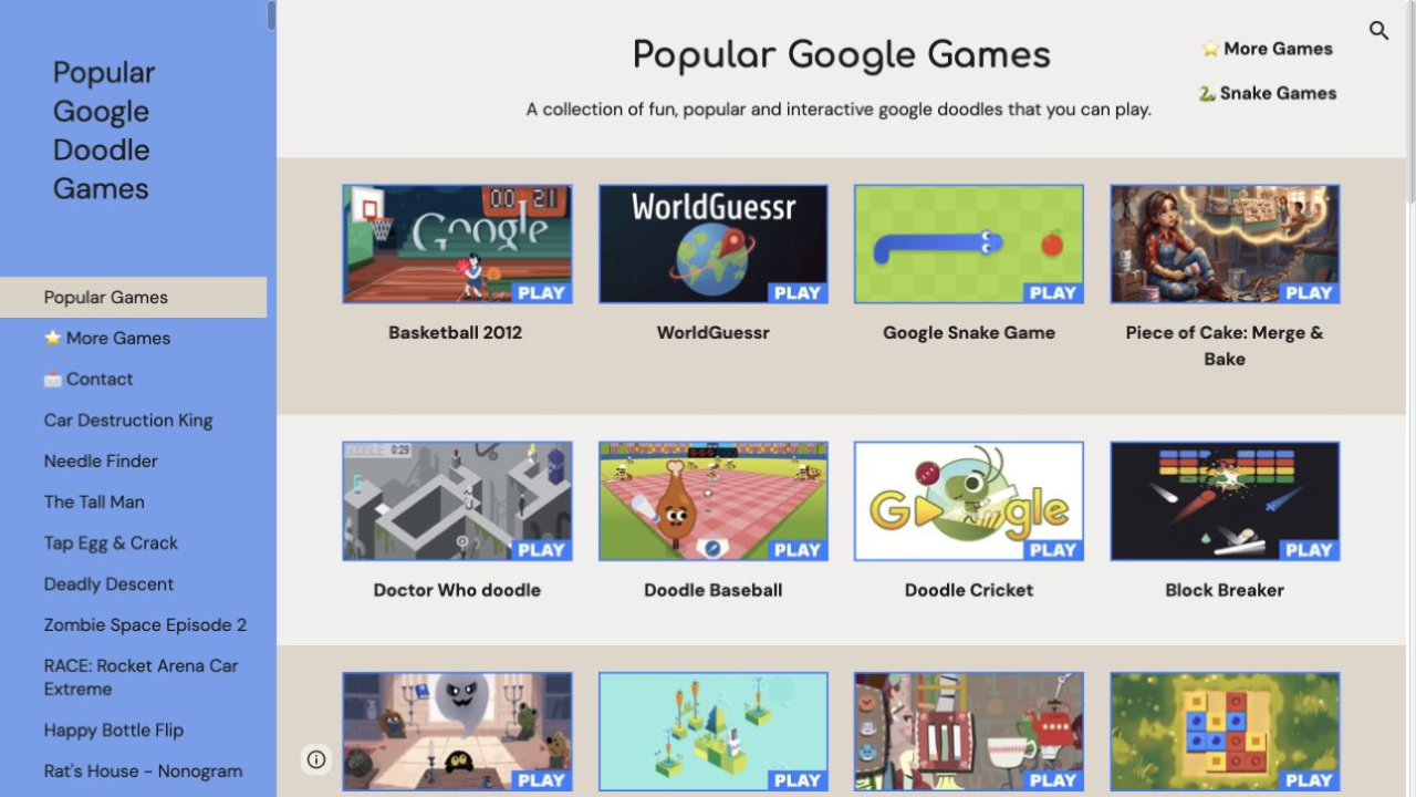 Popular Google Doodle Games